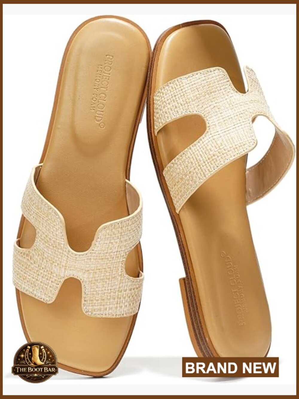 Genuine Leather Sandals with Memory Foam Insole - Slip-On Flat Mules